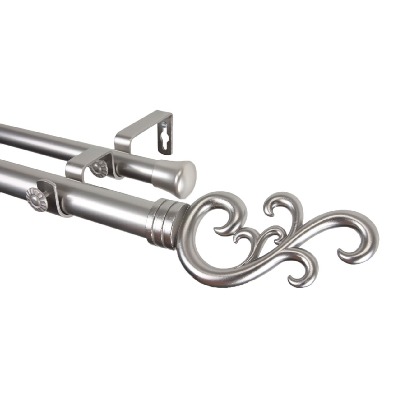 Rod Desyne Home Window Madeline Double Curtain Rod 28-48 inch - Satin Nickel
